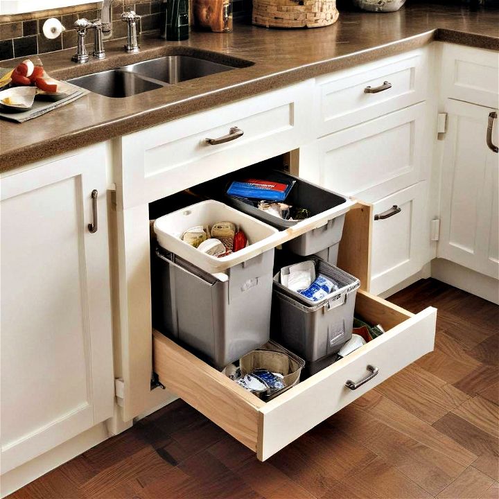 built in trash and recycling bins for your kitchen