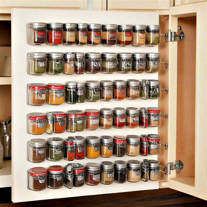 cabinet door spice clips for small kitchen