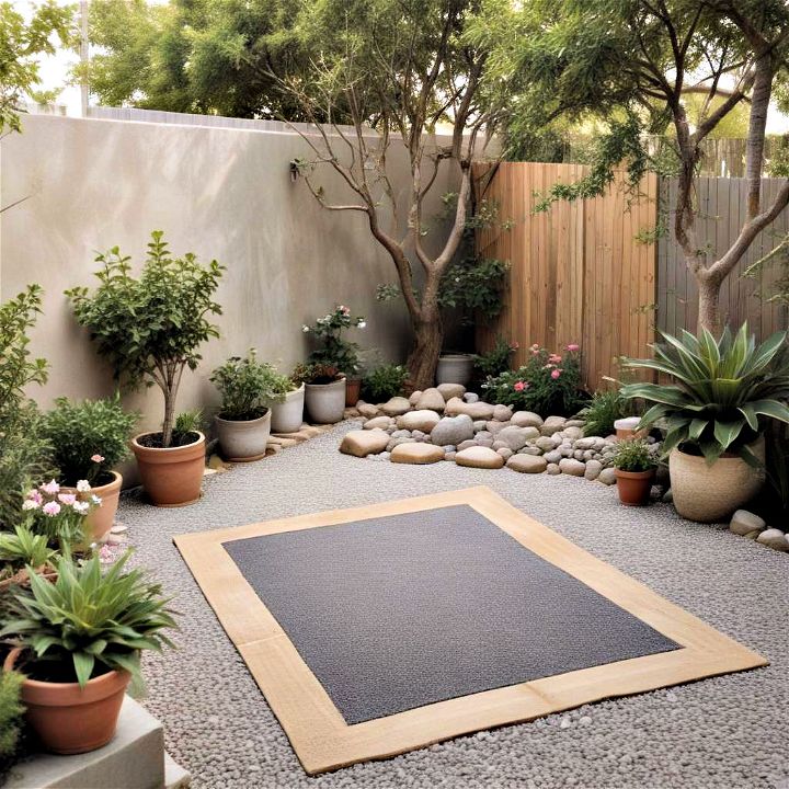 calming gravel patio yoga studio