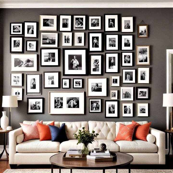 captivating gallery display for living room