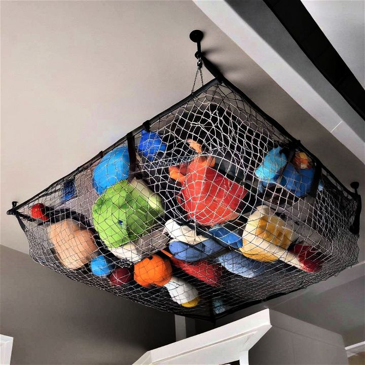 ceiling mounted cargo nets for toy storage