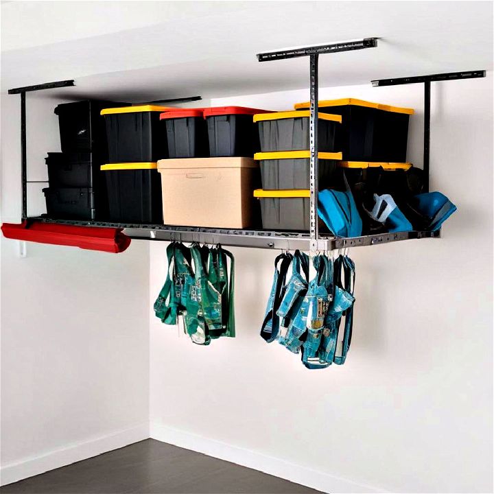 ceiling mounted storage for items
