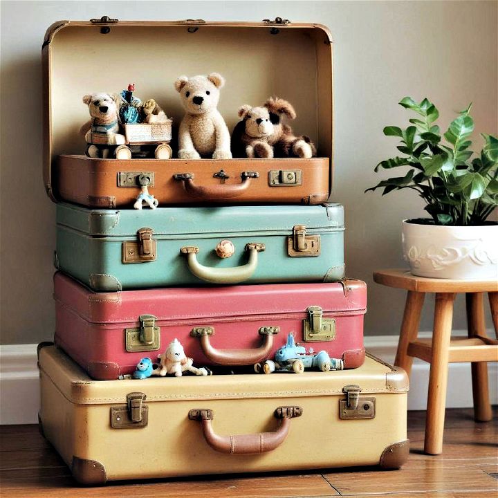 charming vintage suitcase storage