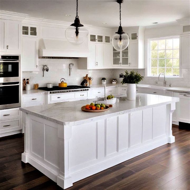 classic all white kitchen island