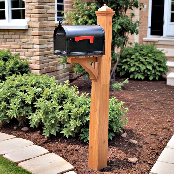 classic wooden mailbox post for front yard
