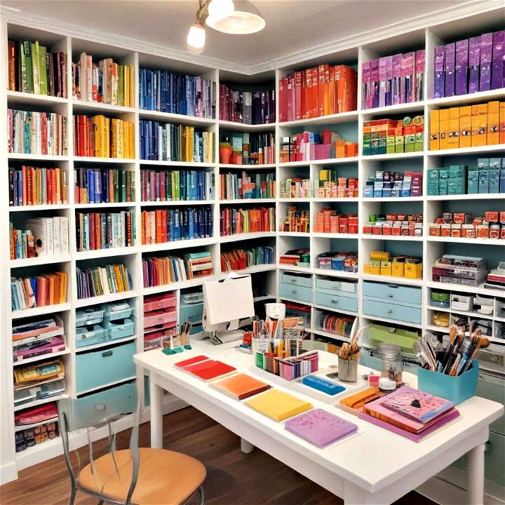 color coordinating your supplies in your craft room