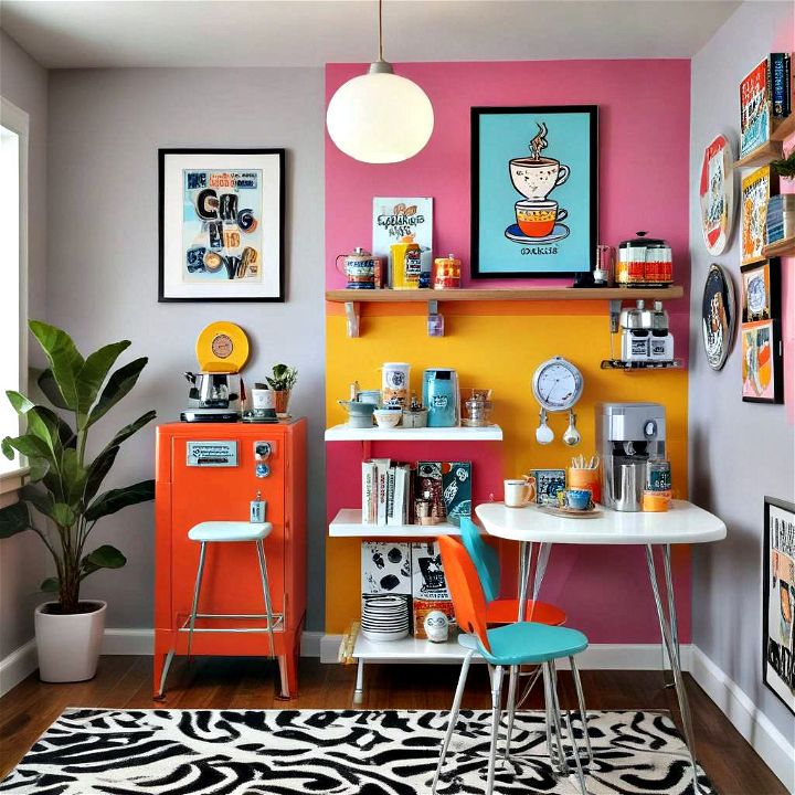 colorful retro pop art coffee nook