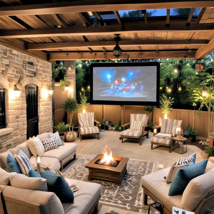 comfortable and cozy outdoor movie theater