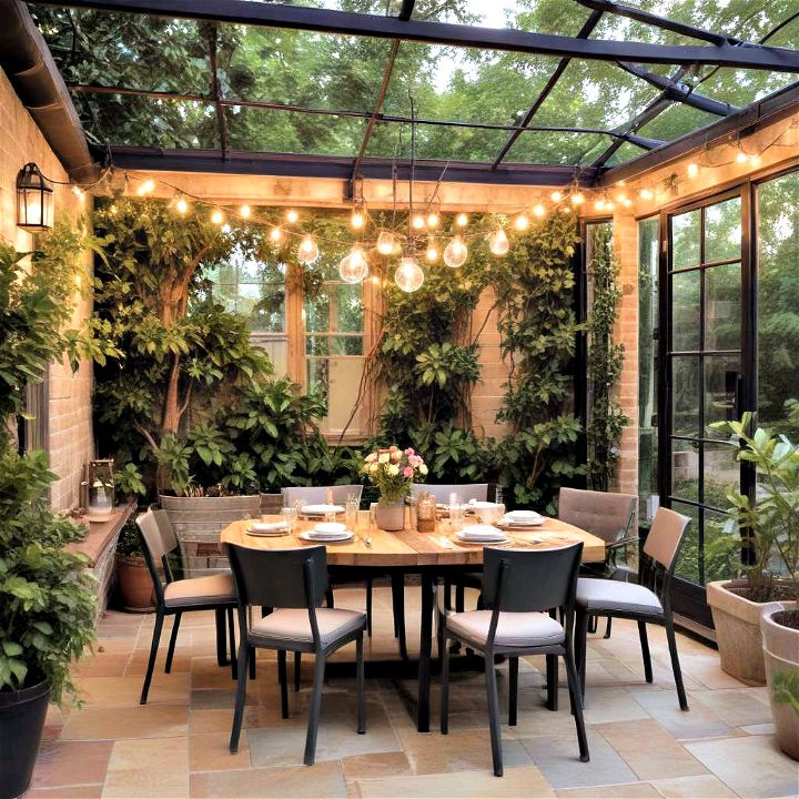 comfortable outdoor dining area