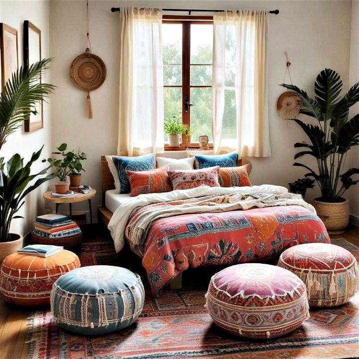 comfortable use poufs and floor cushions