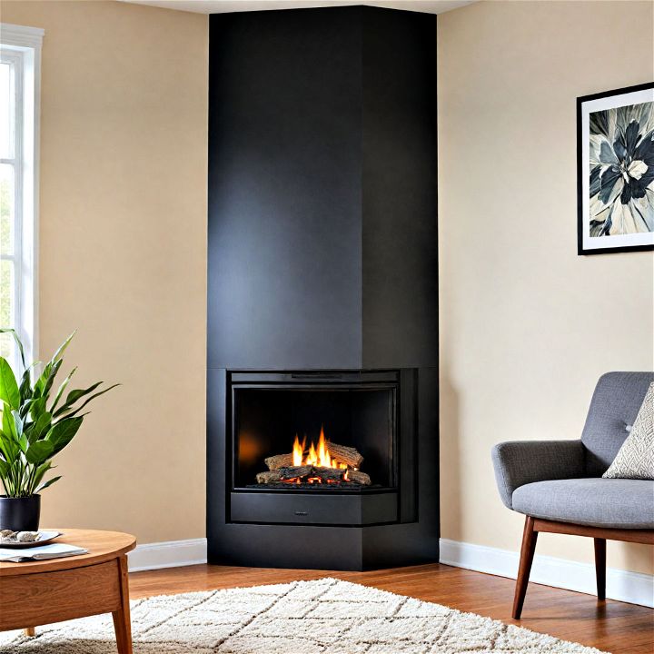 compact corner gas fireplace for small spaces