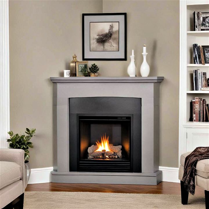 convenient modern corner ventless gas fireplace
