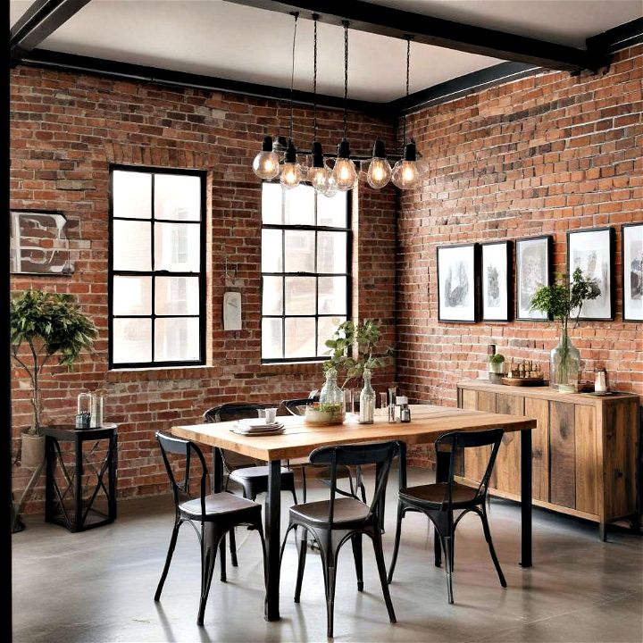 cool industrial style dining area