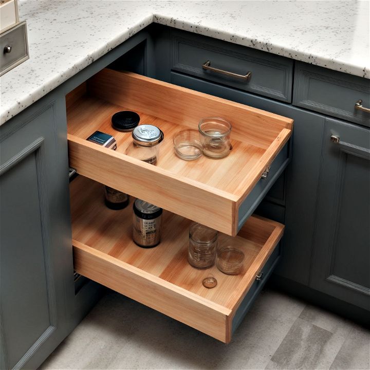 corner drawer units for maximizing kitchen storage