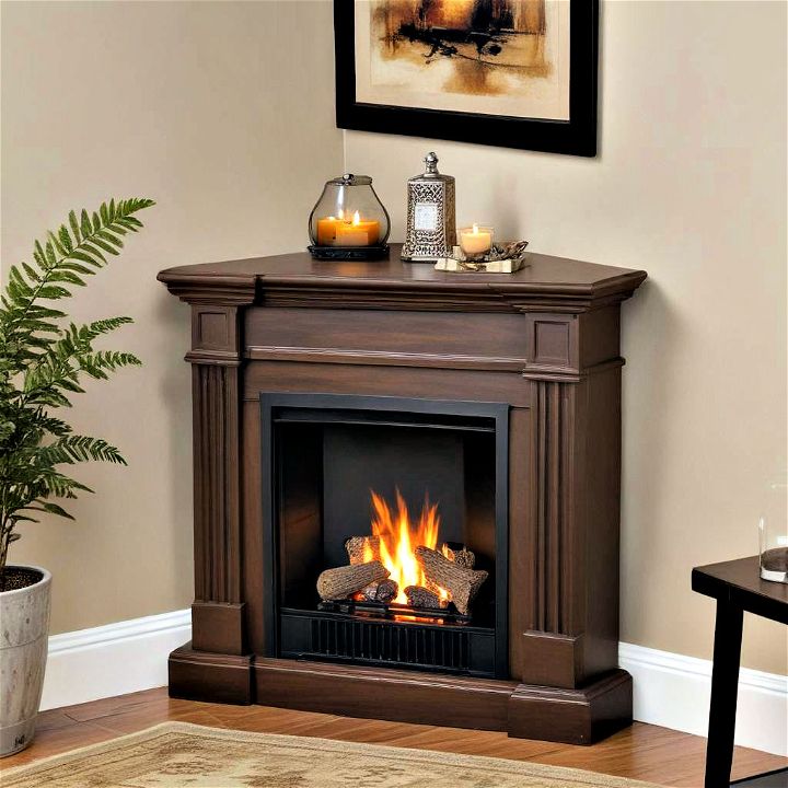 corner gel fireplace for minimal fuss