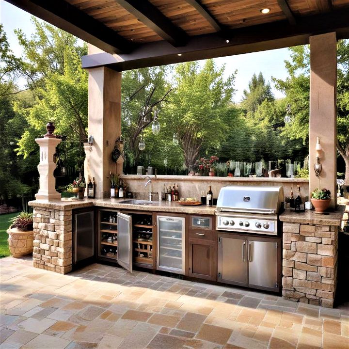 covered outdoor kitchen for a wine lover