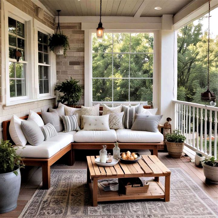 cozy back porch seating nook