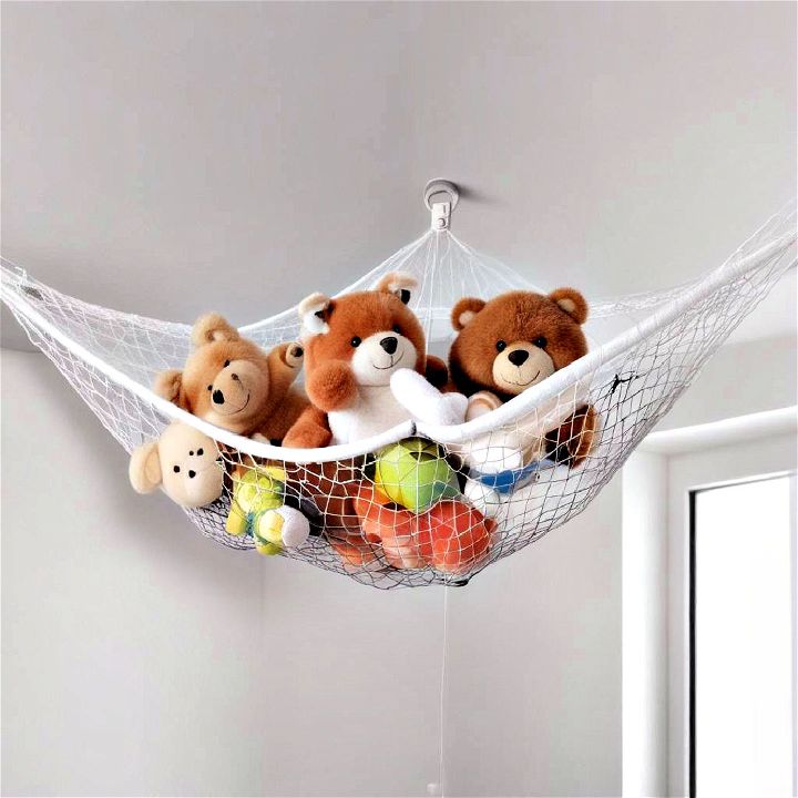 cozy ceiling hung nets for stuffed toys