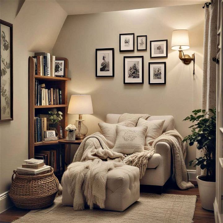 cozy corner reading nook for bedroom