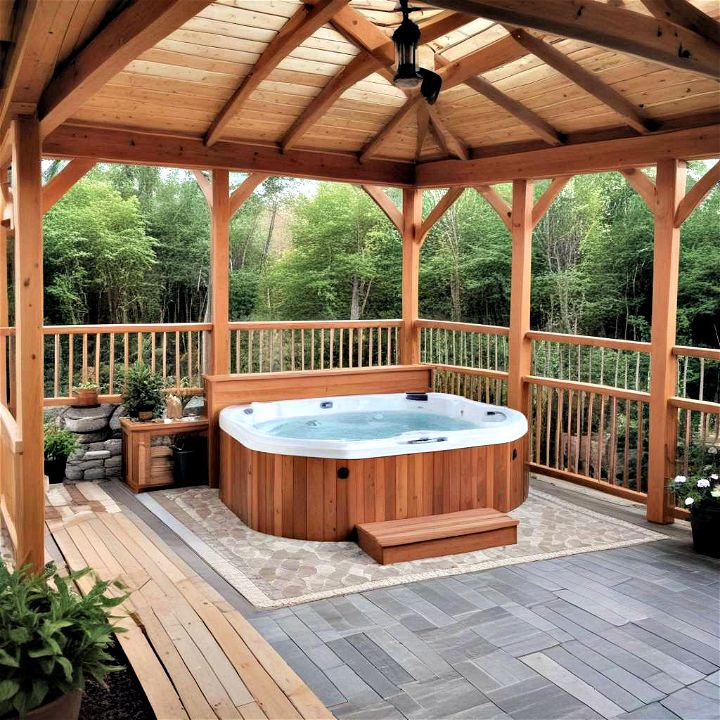 cozy deck gazebo hot tub haven