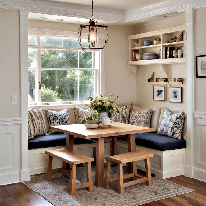 cozy dining nook with built in bench seating