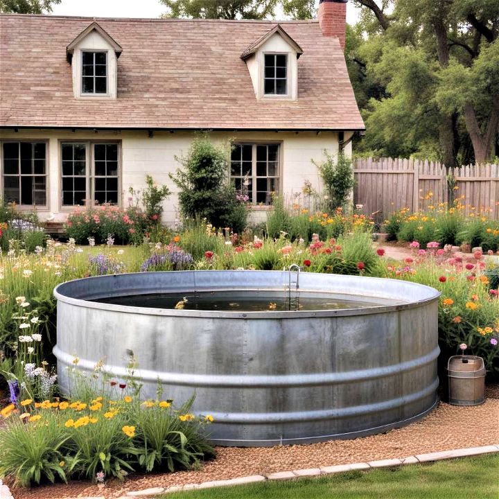 cozy farmhouse flair stock tank pool