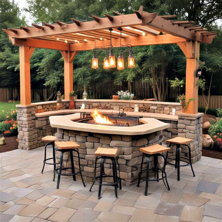 cozy fire pit bar