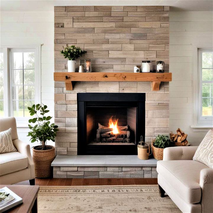 cozy fireplace facelift with shiplap