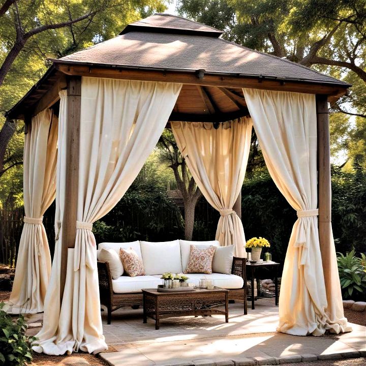 cozy gazebo with drapes
