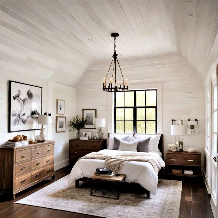 cozy shiplap ceiling and wall continuity