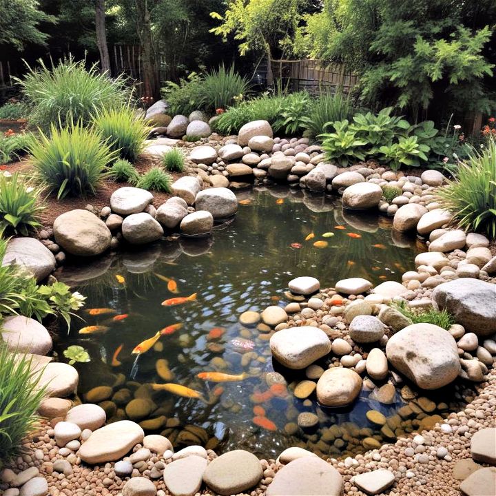 create a stunning pond with rocks
