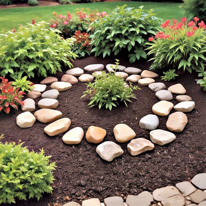 creating a focal point with a rock circle