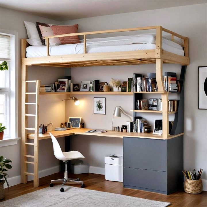 creative elevated loft bed idea