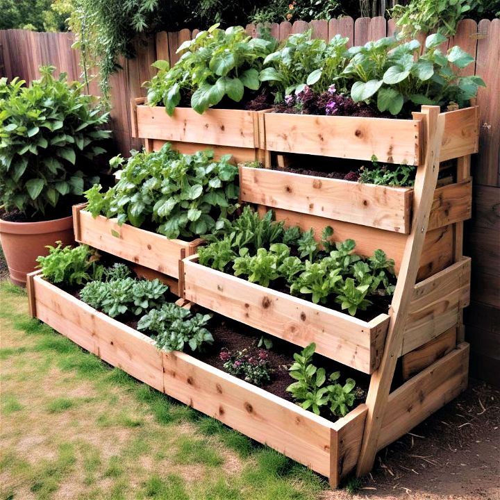 creative tiered wooden raised beds