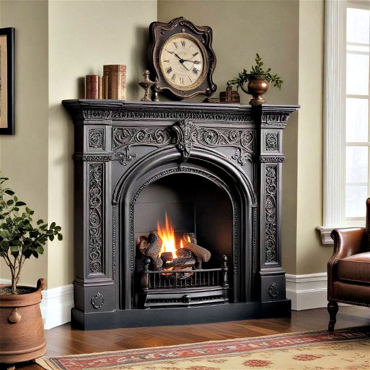 decorative victorian style corner fireplace