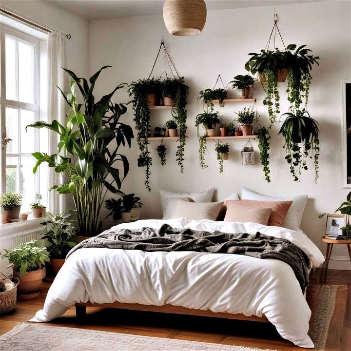 display indoor plants into any bohemian bedroom