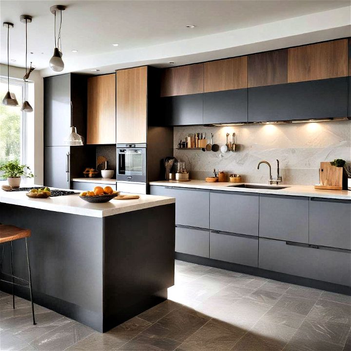 dual finish cabinets modern kitchen design