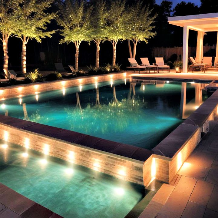 dynamic feature led lit pool