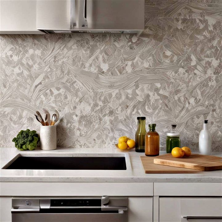 easy and quick textured wallpaper backsplash