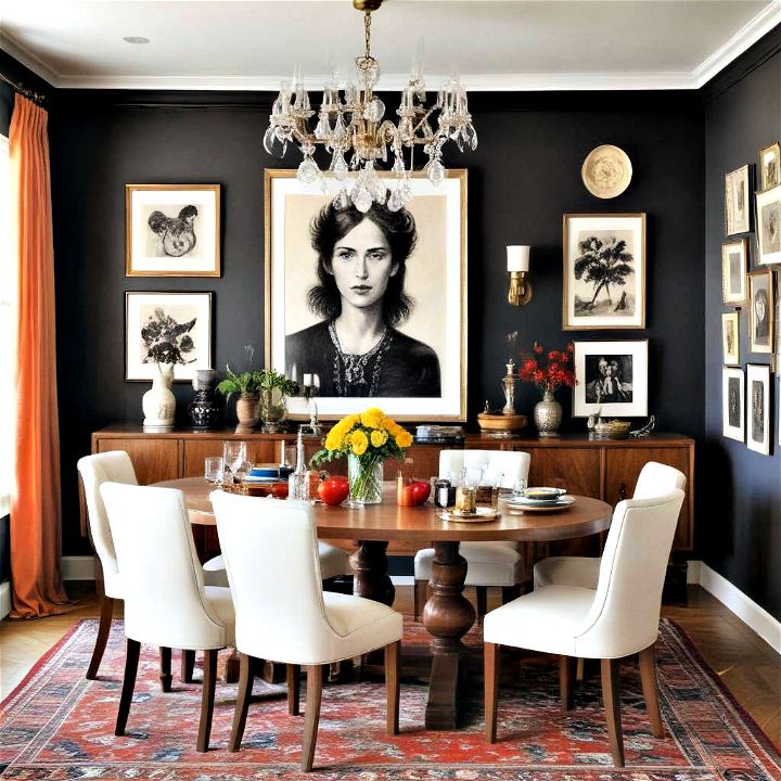 eclectic collector’s dining space