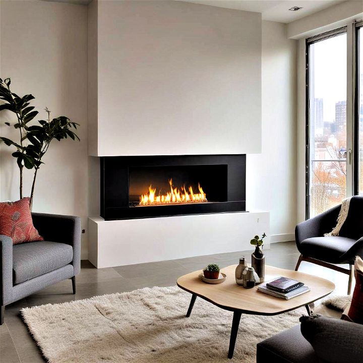 eco friendly and modern corner ethanol fireplace