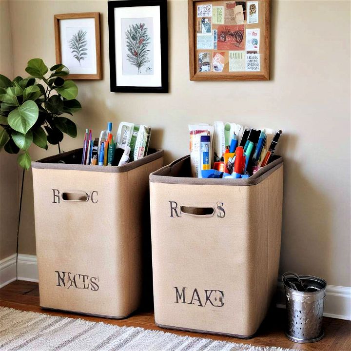 eco friendly decorative recycle bins for craft room