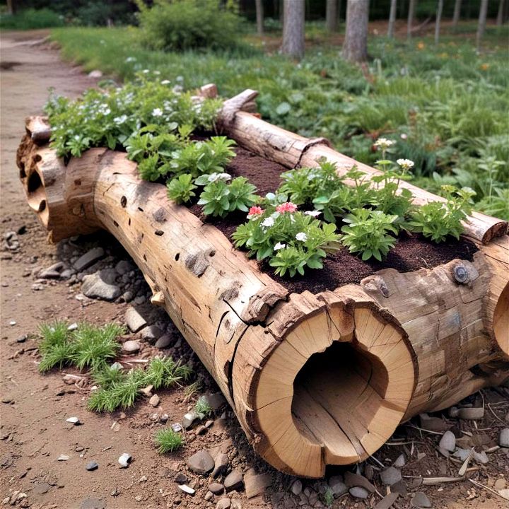 eco friendly hollow log planters