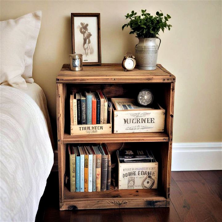 eco friendly rustic crate nightstand