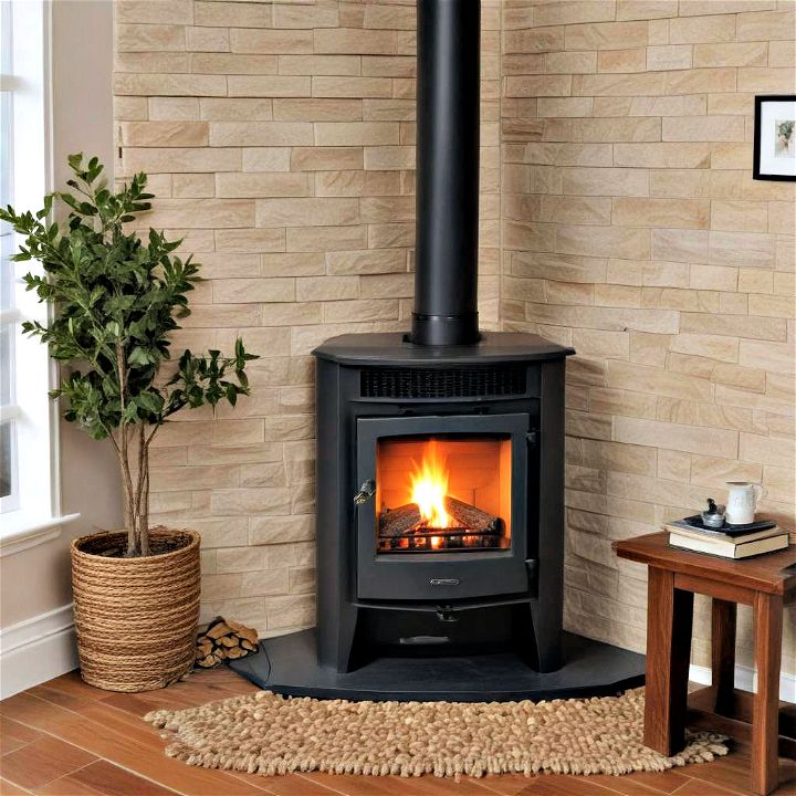 efficient and eco friendly corner pellet stove fireplace
