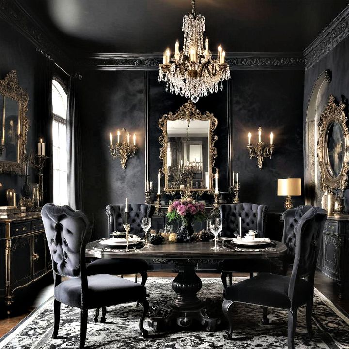 elegance gothic glam dining space