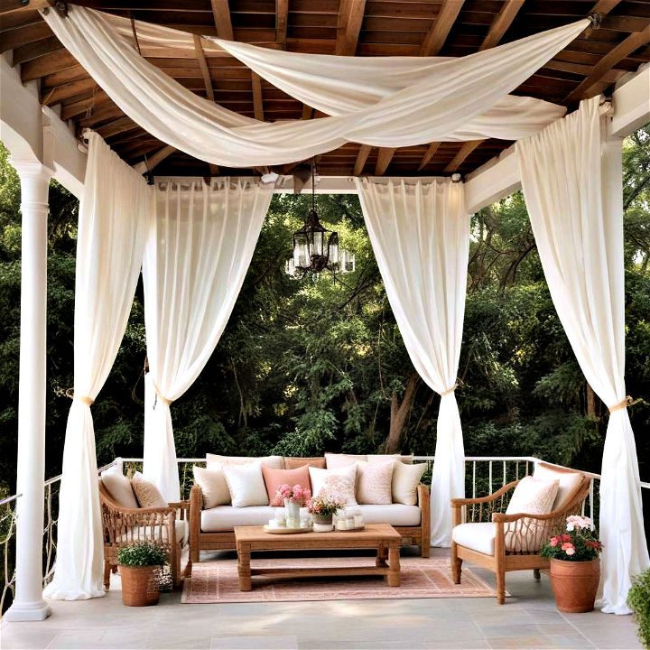 elegant fabric draping outdoor living area