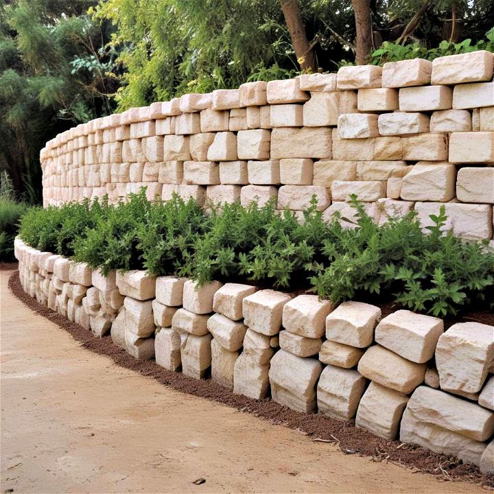 elegant limestone retaining wall