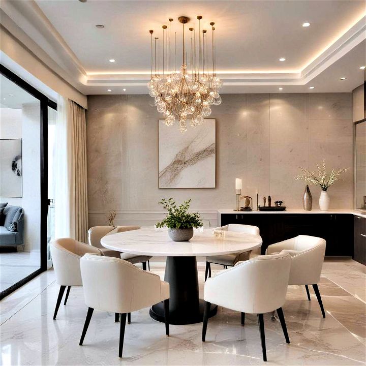 elegant luxe minimalist dining area