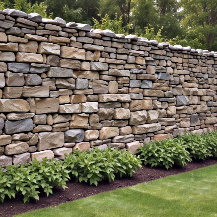 elegant stone wall privacy fence